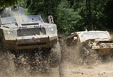 Heavy armored Golem and tactical Flyer in action at Bahna Military Day