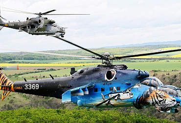 Helicopters from Náměšť introduced their new tiger camouflage