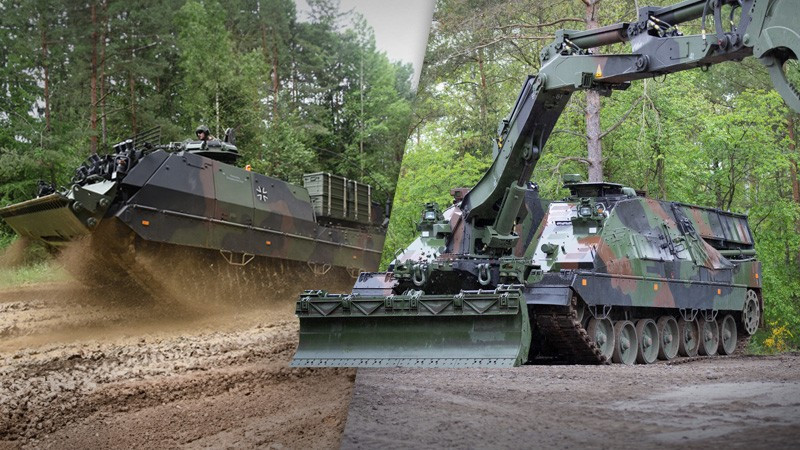 Brothers in arms: Buffalo ARV3 recovery vehicle and Kodiak AEV3 engineering vehicle